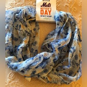 Blue and Orange Floral Infinity Scarf